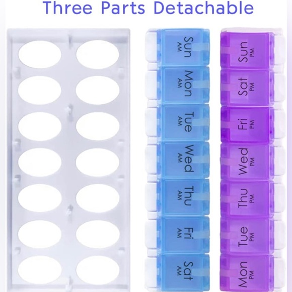 Daily Vitamin Box AM PM Pill Case Organizer Weekly Pop Up 7 Day (5.Purple/Blue) - Picture 7 of 7